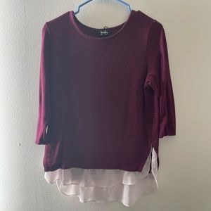 Size L maroon dress shirt, cropped sleeve